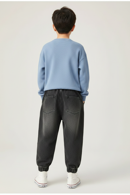 Pantalon Gris Jogger Ample Décontracté Enfant - Jean - vue 2