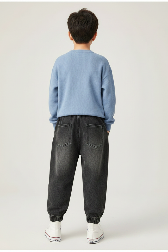 Pantalon Gris Jogger Ample Décontracté Enfant - Jean - vue 2