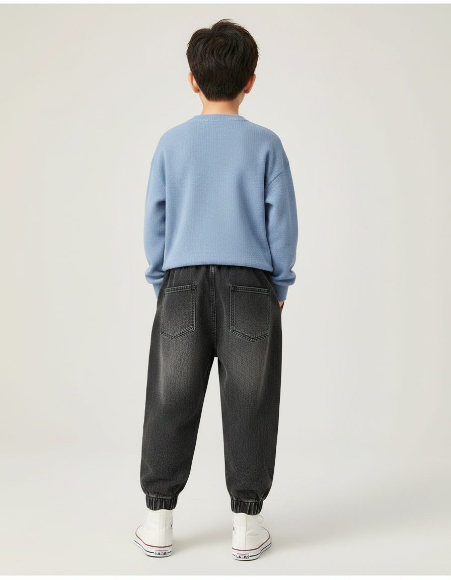 Pantalon Gris Jogger Ample Décontracté Enfant - Jean - vue 2