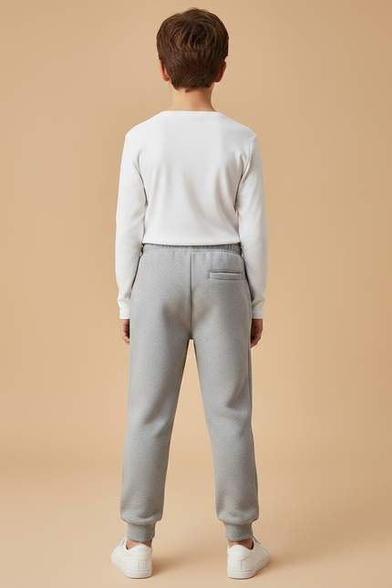 Pantalon Gris Molletonné Uni Enfant Confortable Décontracté - vue 2