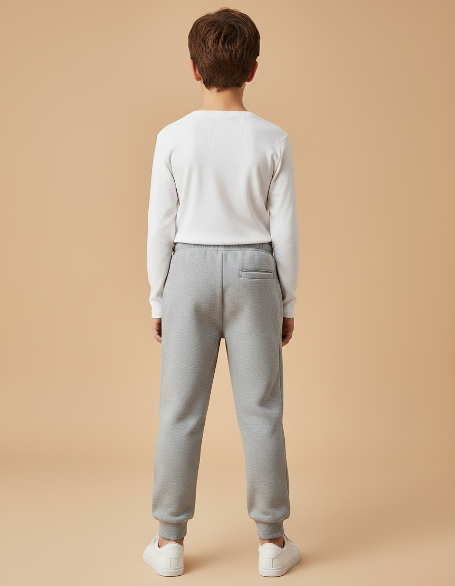 Pantalon Gris Molletonné Uni Enfant Confortable Décontracté - vue 2