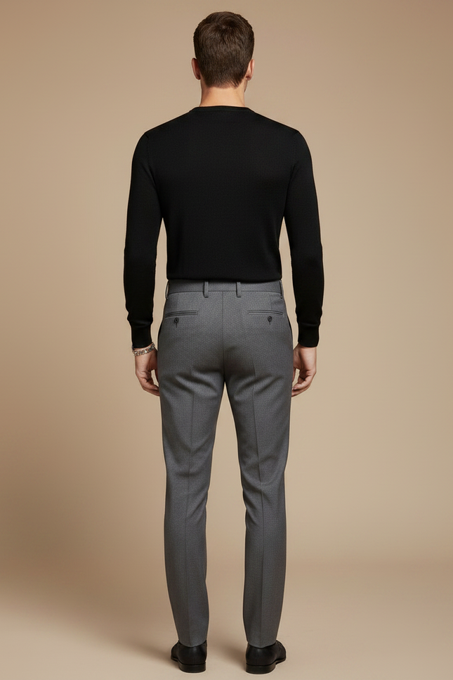 Pantalon Gris Ajusté Élégant Habillé Homme - Gabardine - vue 2