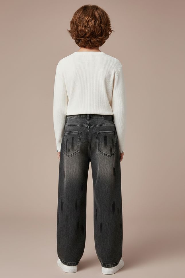 Pantalon Gris Denim Ample Imprimé Garçon - Jean - vue 2