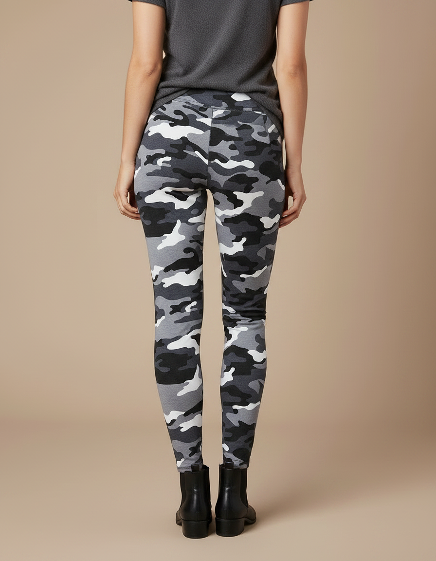 Pantalon Camouflage Gris Femme - Maille - vue 2