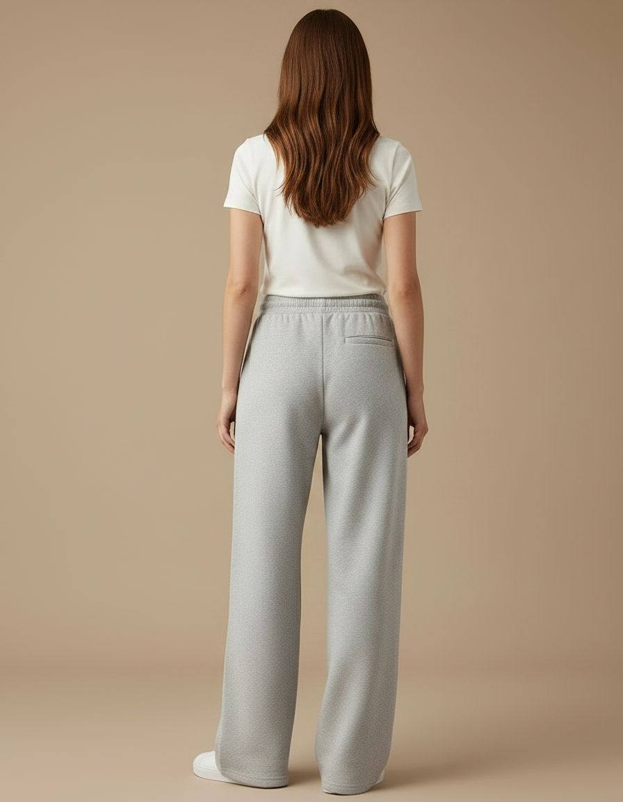 Pantalon Gris Large Coton Décontracté Droit Fluide - Molleton - vue 2
