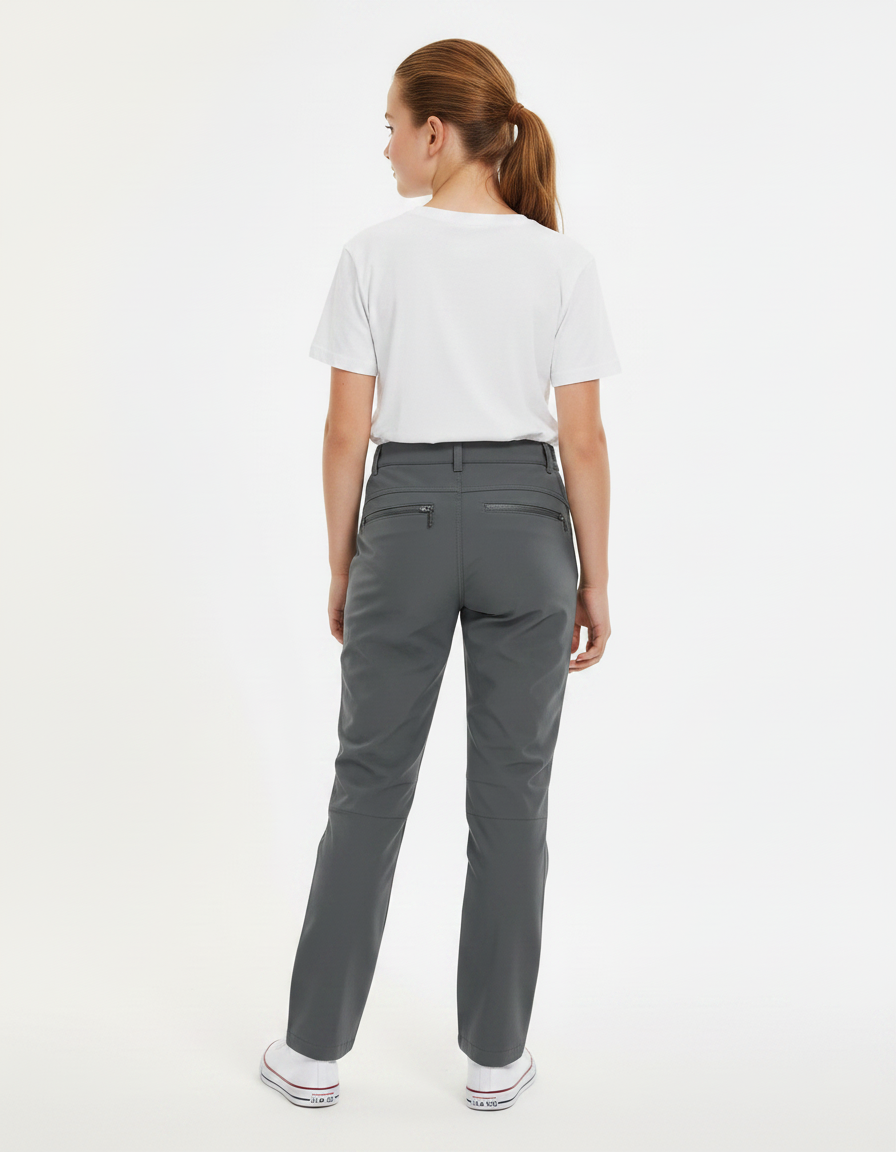 Pantalon Gris Sport Enfant Imperméable Randonnée Doublé - Polyester - vue 2