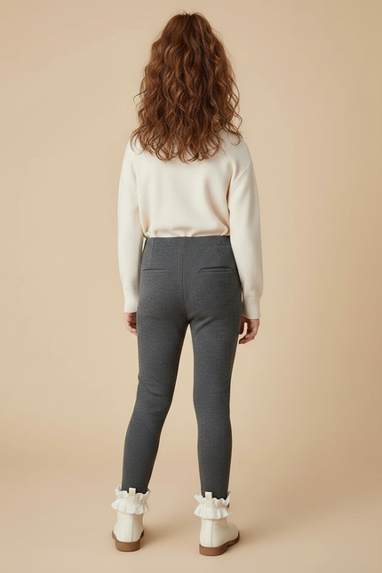 Pantalon Gris Maille Doublé Chaud Hiver Fille - vue 2