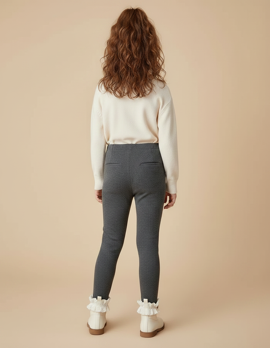 Pantalon Gris Maille Doublé Chaud Hiver Fille - vue 2