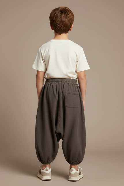 Pantalon Gris Ample Coton Décontracté Enfant - Molleton - vue 2