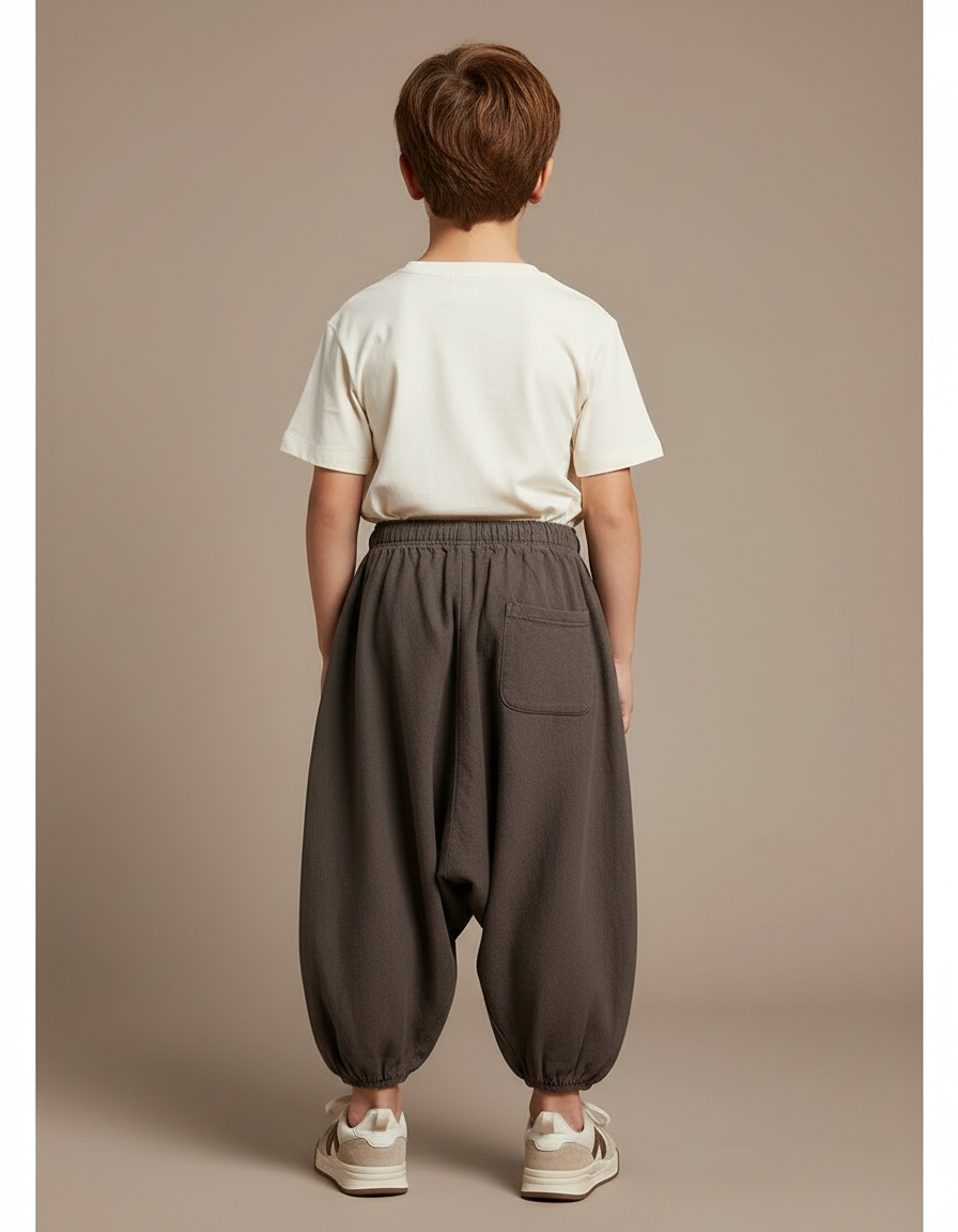 Pantalon Gris Ample Coton Décontracté Enfant - Molleton - vue 2