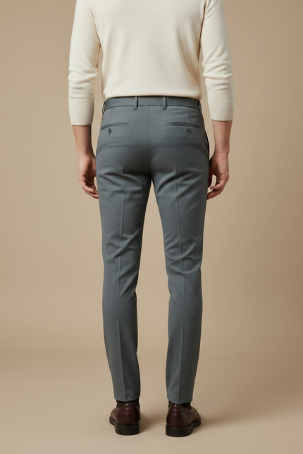 Pantalon Gris Slim Homme Elégant Habillé Stretch Formel - Gabardine - vue 2