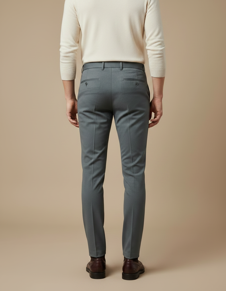 Pantalon Gris Slim Homme Elégant Habillé Stretch Formel - Gabardine - vue 2