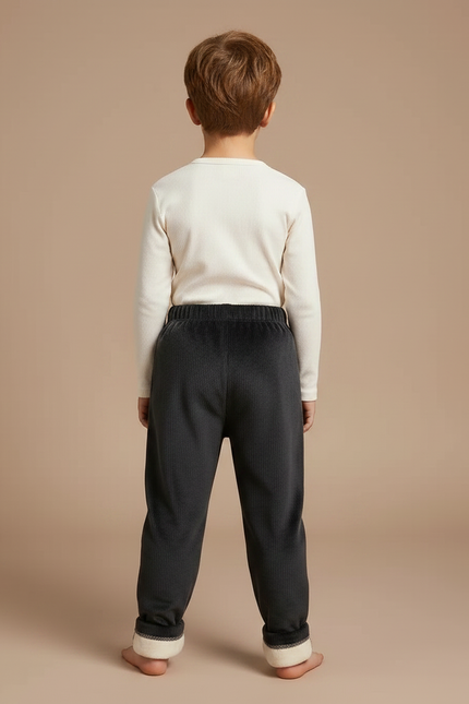 Pantalon Gris Côtelé Ours Hiver Doublé Polaire - Cordé - vue 2