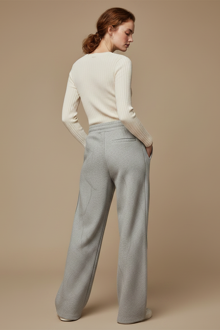 Pantalon Rayé Gris Et Blanc - Molleton - vue 2