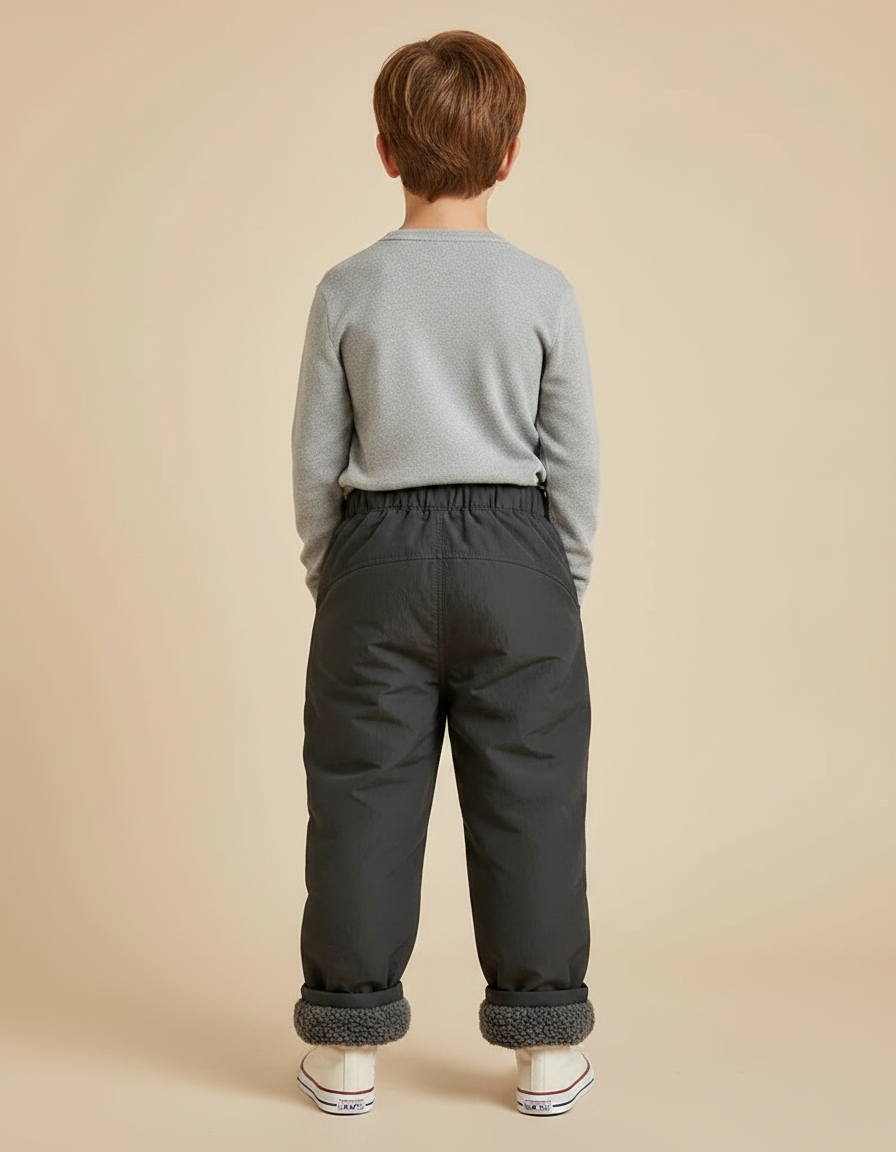 Pantalon Gris Ample Décontracté Doublé Chaud Enfant - Polyester - vue 2