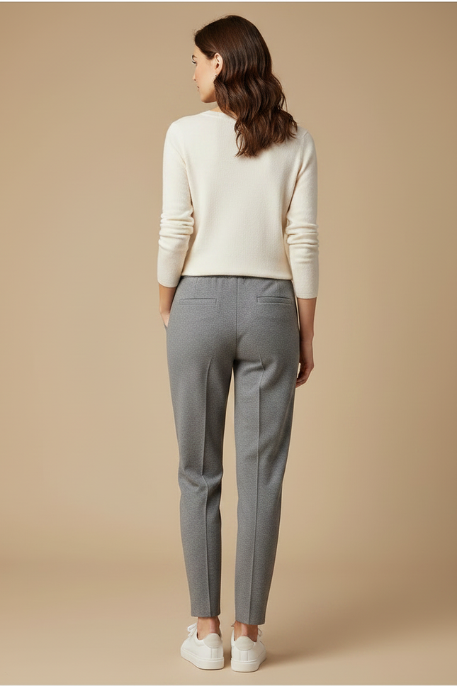 Pantalon Gris Droit Décontracté Cordon Femme - Maille - vue 2