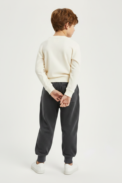 Pantalon Gris Côtelé Molletonné Doux Enfant - vue 2