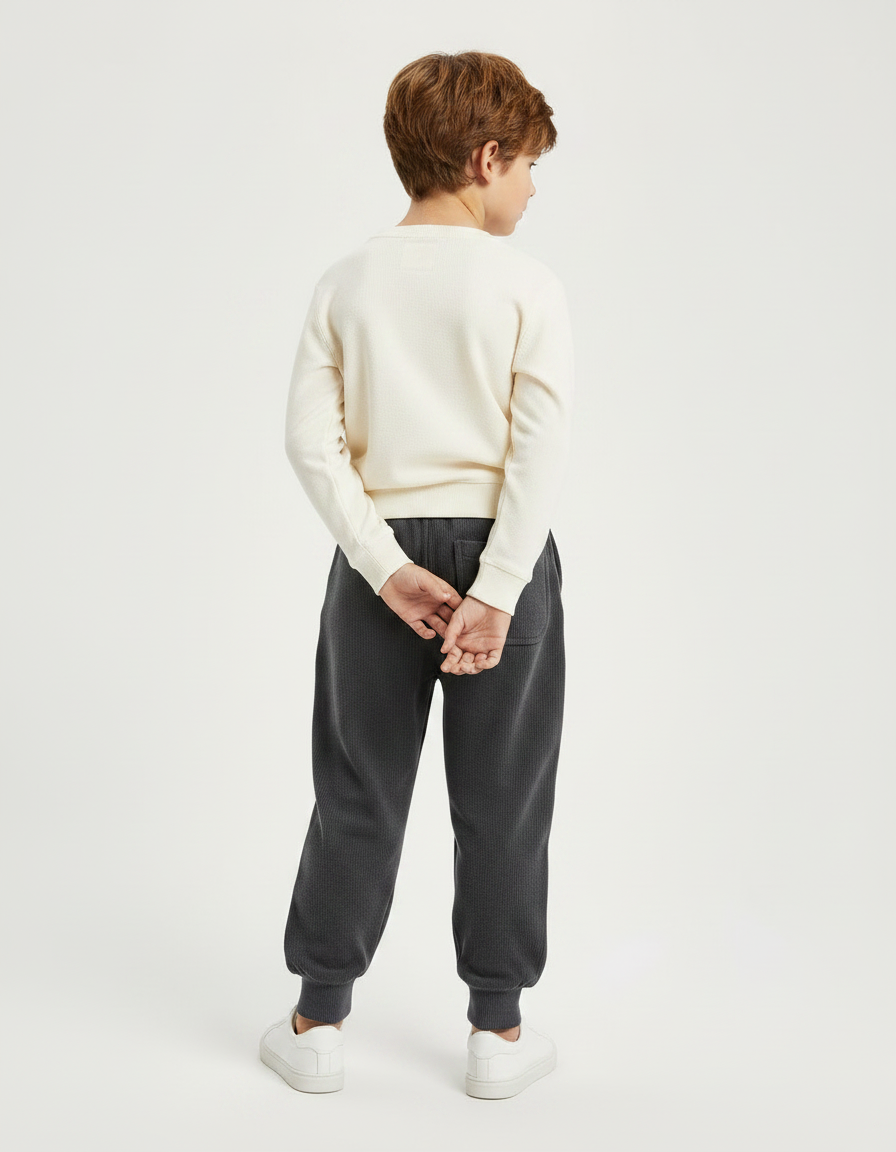 Pantalon Gris Côtelé Molletonné Doux Enfant - vue 2