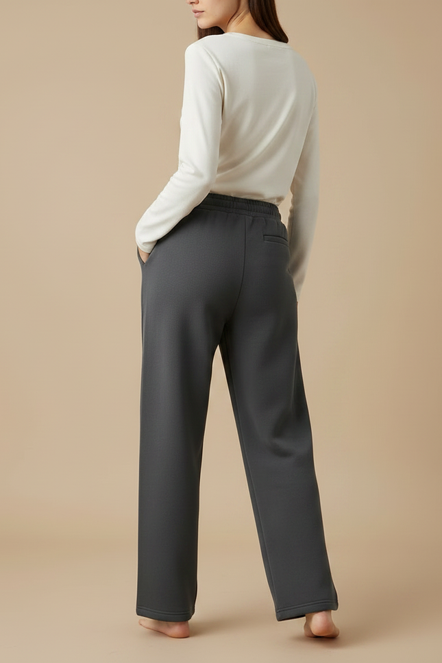 Pantalon Gris Molleton Polaire Ample Taille Haute - vue 2