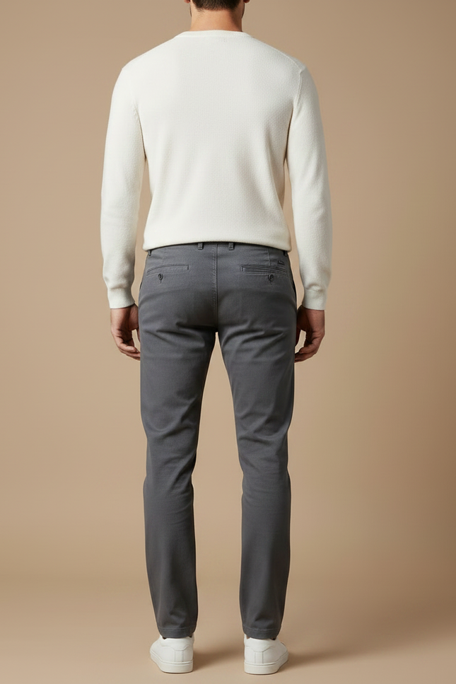 Pantalon Gris Coton Slim Fit Décontracté Homme - Gabardine - vue 2