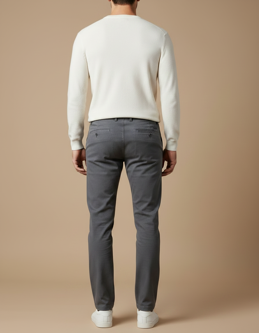 Pantalon Gris Coton Slim Fit Décontracté Homme - Gabardine - vue 2