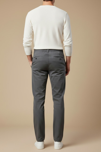 Pantalon Gris Slim Élastique Coton Décontracté Homme - Gabardine - vue 2
