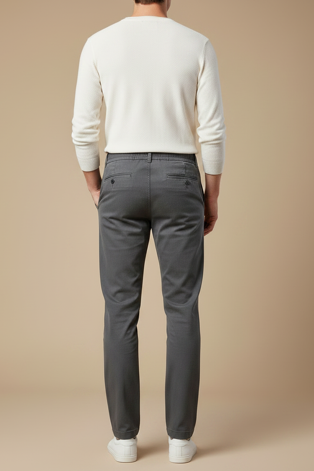 Pantalon Gris Slim Élastique Coton Décontracté Homme - Gabardine - vue 2
