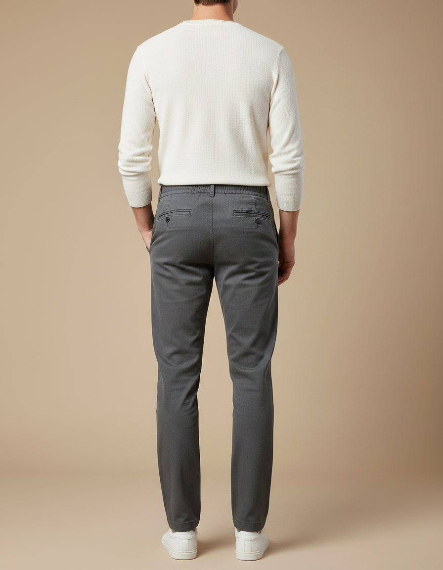 Pantalon Gris Slim Élastique Coton Décontracté Homme - Gabardine - vue 2