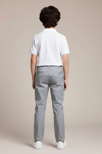 Pantalon Gris Coton Droit Décontracté Garçon - vue 2