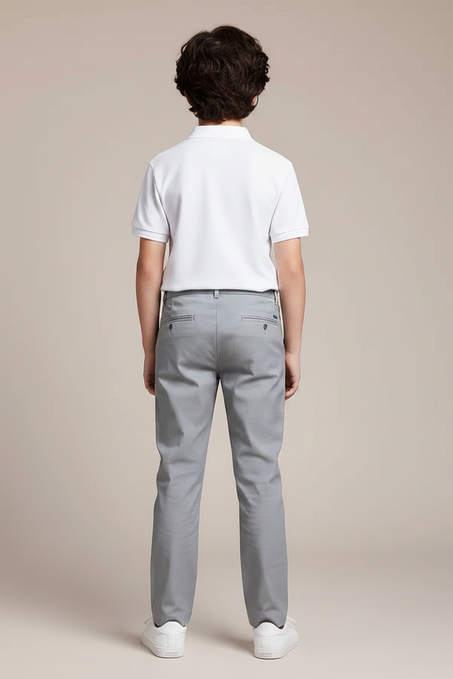 Pantalon Gris Coton Droit Décontracté Garçon - vue 2