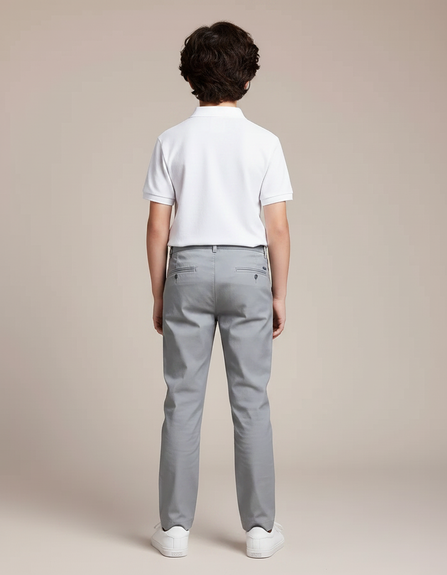 Pantalon Gris Coton Droit Décontracté Garçon - vue 2