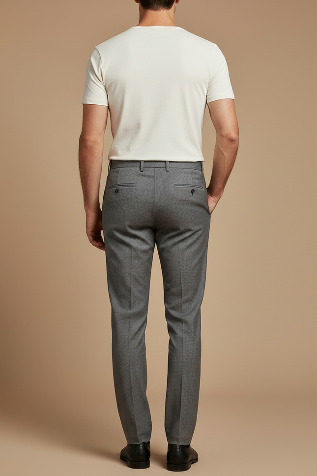 Pantalon Gris Élégant Coupe Slim Homme - Laine - vue 2
