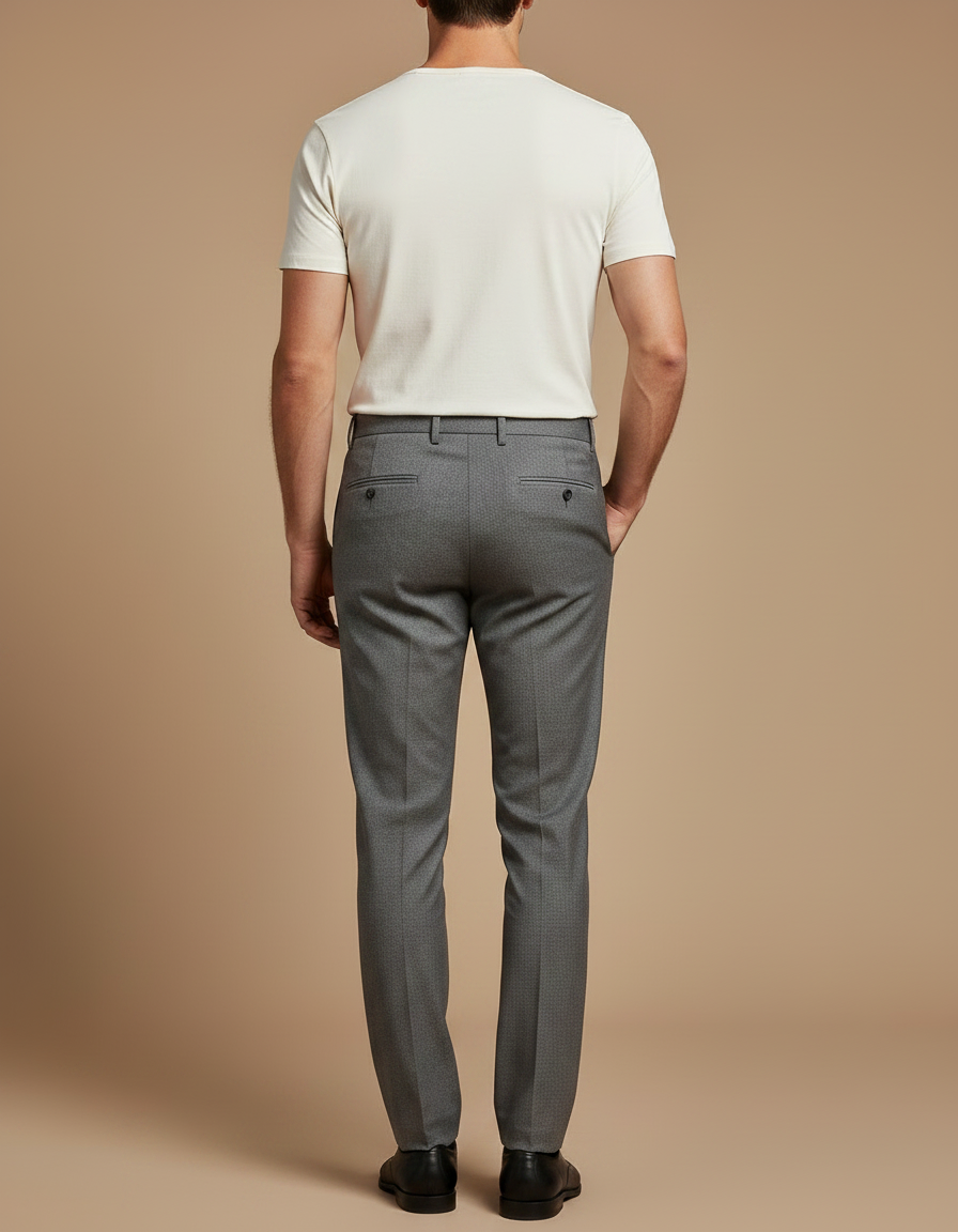 Pantalon Gris Élégant Coupe Slim Homme - Laine - vue 2