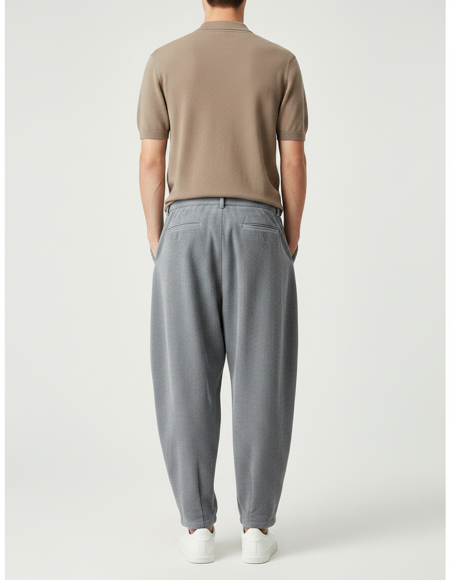Pantalon Carotte Homme Gris - Cordé - vue 2