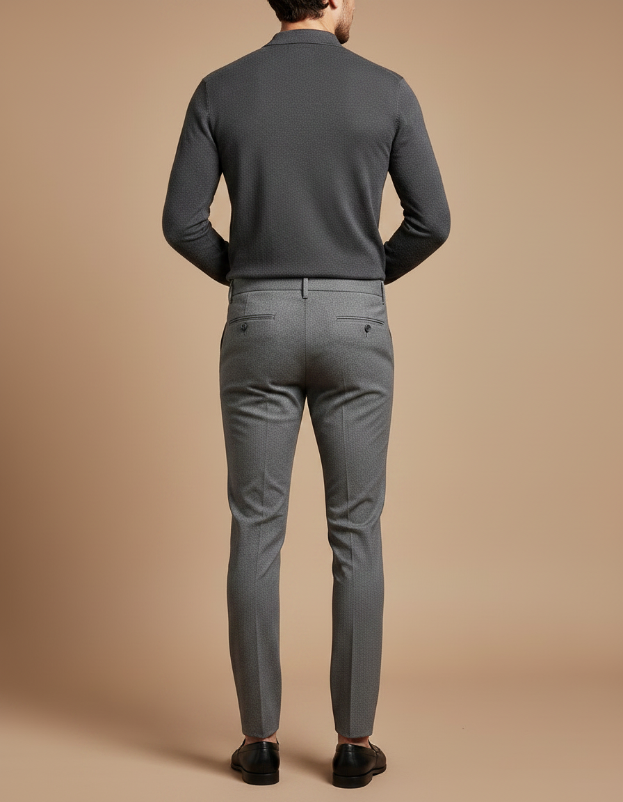 Pantalon Gris Slim Homme Habillé Stretch Formel - Polyester - vue 2