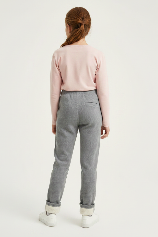 Pantalon Gris Molletonné Motif Géométrique Fille - vue 2
