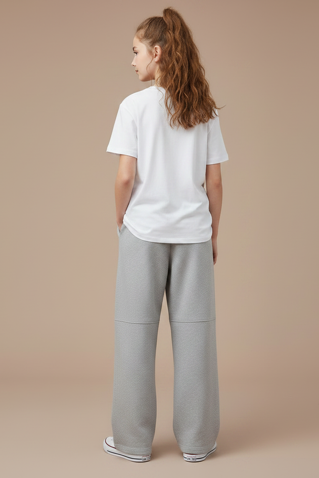 Pantalon Gris Large Coton Décontracté Enfant Sport - Molleton - vue 2