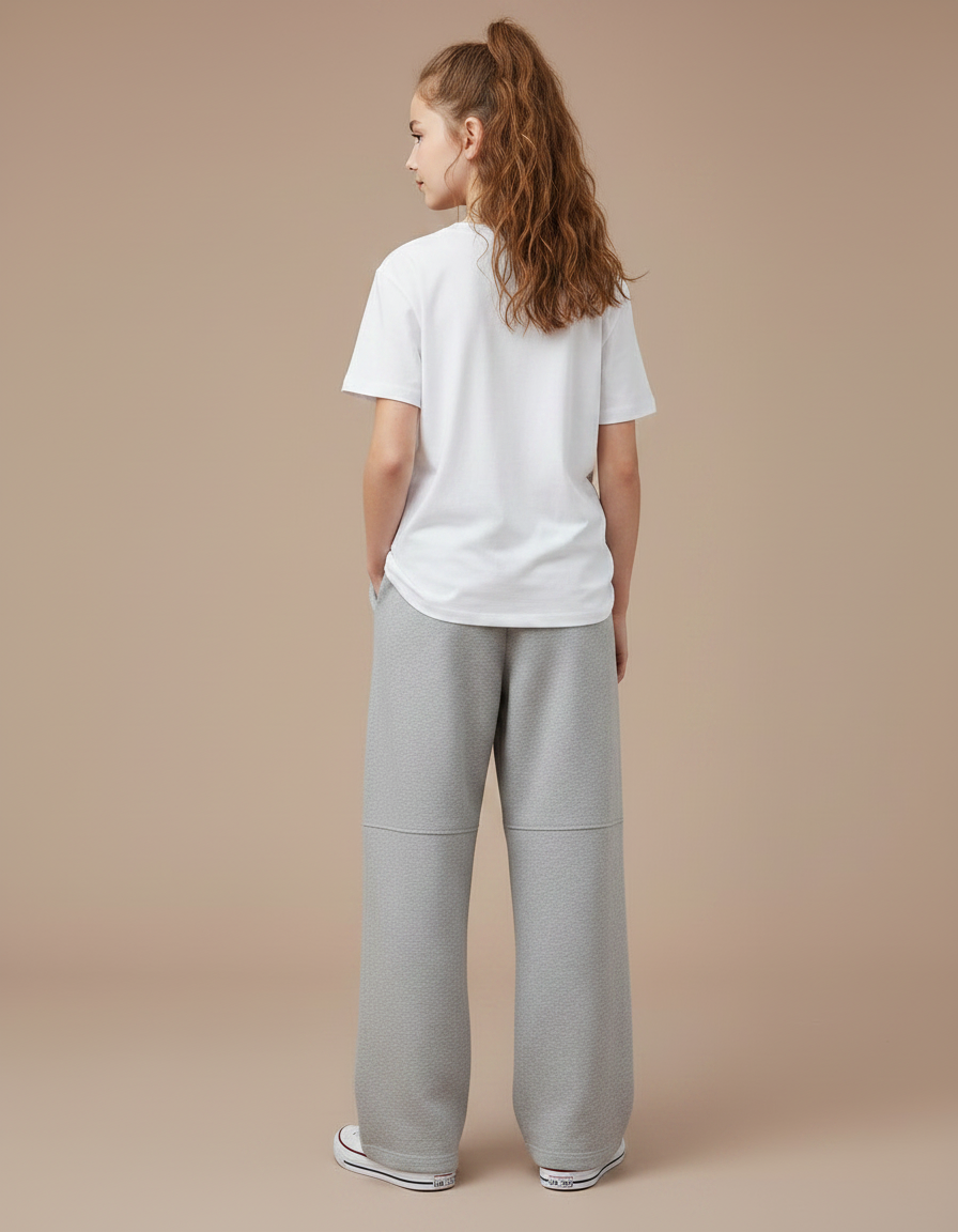 Pantalon Gris Large Coton Décontracté Enfant Sport - Molleton - vue 2