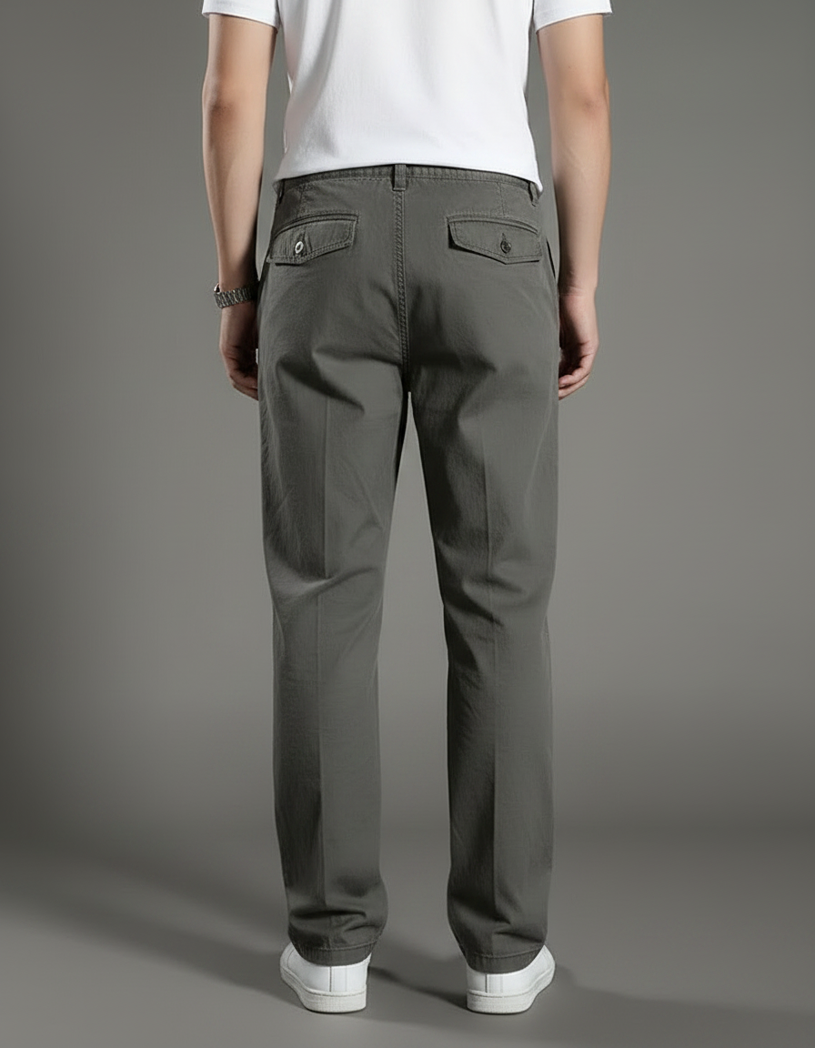 Pantalon Gris Coton Décontracté Ample Homme - vue 2