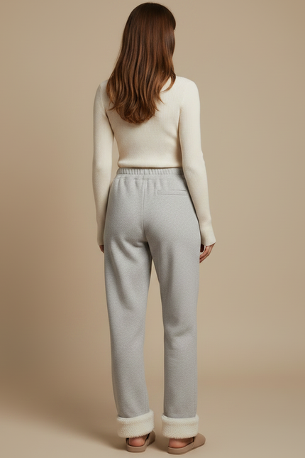 Pantalon Gris Ample Molletonné Chaud Femme - vue 2