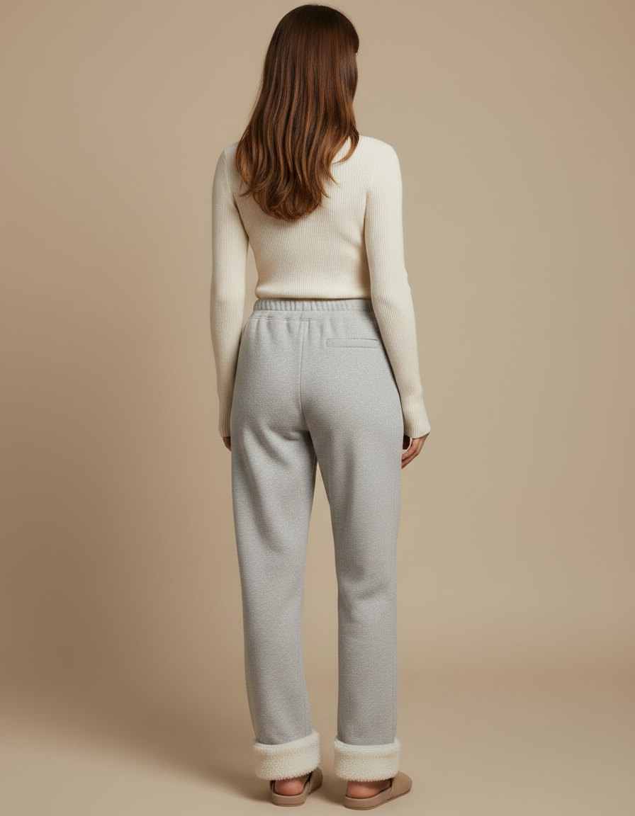 Pantalon Gris Ample Molletonné Chaud Femme - vue 2