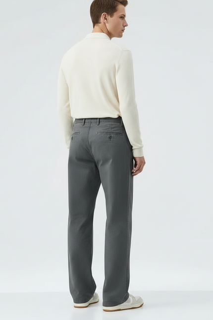Pantalon Gris Coton Décontracté Droit Ample Homme - vue 2
