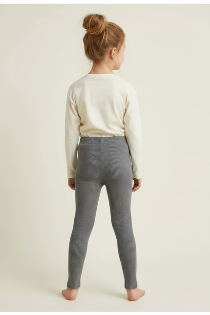 Pantalon Gris Côtelé Enfant Décontracté Poches - Maille - vue 2