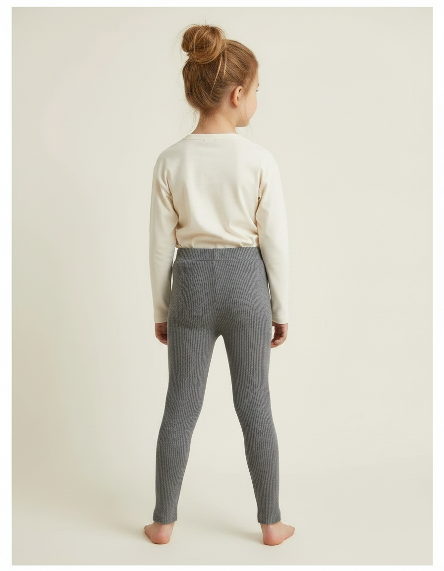 Pantalon Gris Côtelé Enfant Décontracté Poches - Maille - vue 2