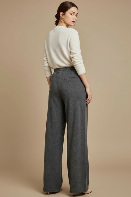 Pantalon En Laine Gris Femme - Molleton - vue 2