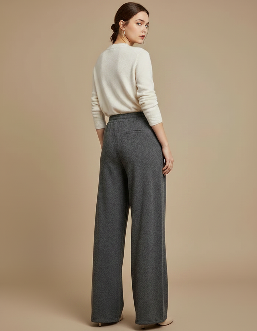 Pantalon En Laine Gris Femme - Molleton - vue 2