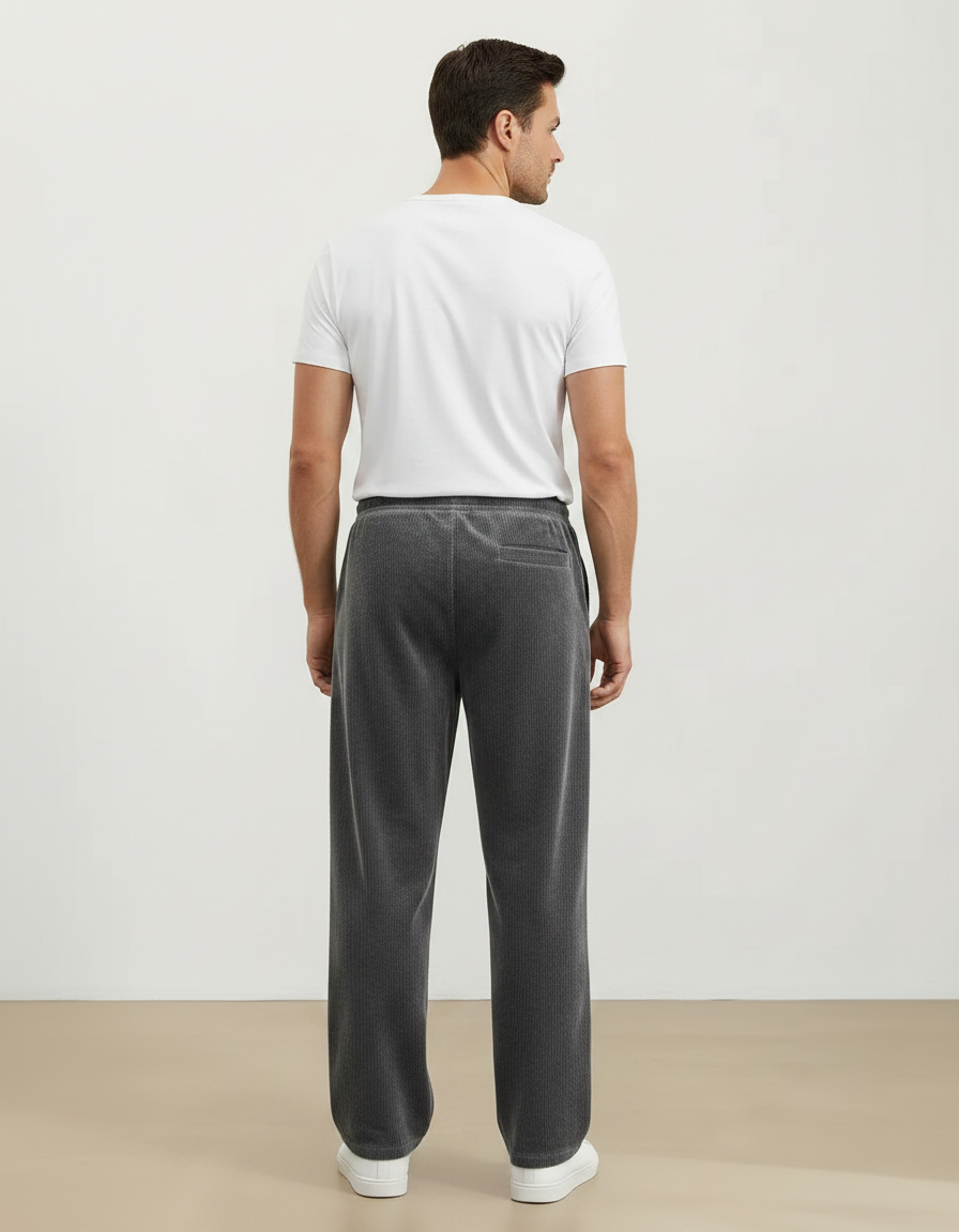 Pantalon Gris Côtelé Ample Décontracté Homme Cordon - Cordé - vue 2