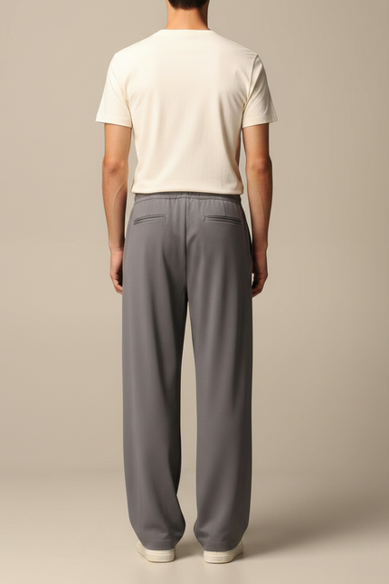 Pantalon Gris Large Fluide Décontracté Homme - Polyester - vue 2