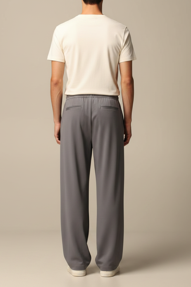 Pantalon Gris Large Fluide Décontracté Homme - Polyester - vue 2