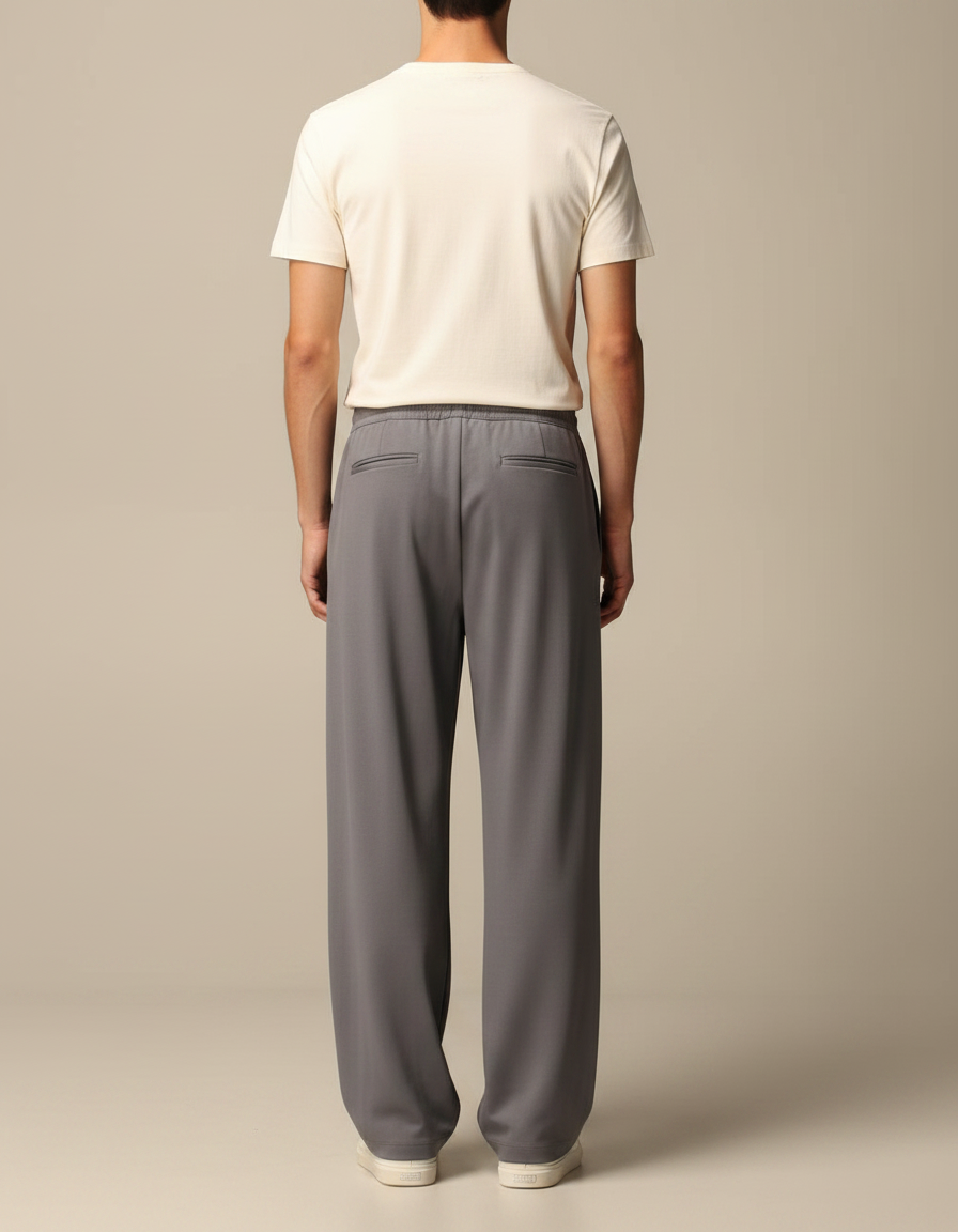 Pantalon Gris Large Fluide Décontracté Homme - Polyester - vue 2
